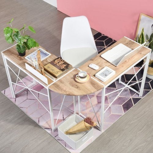 Knifun Corner Computer Desk Folding Writing Study Table Rustic Home