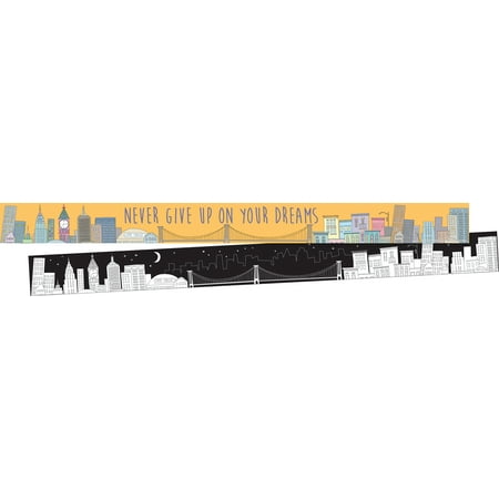 UPC: 0704068036581 | Barker Creek Double-Sided Border 2-Pack  Color Me! Cityscapes  Decorate Galore with 70  of Border  Coordinating Designs Printed On Both Sides for Twice the Value  3  x 70  (3695)