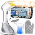 thumbnail image 1 of Vaporizador de ropa de 1300 W, elimina arrugas rápidamente, se calienta en 10 segundos, fácil de usar, con tanque de agua grande de 250 ml, cepillo para tela y guante resistente al calor para viajes, 1 of 5