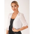 thumbnail image 2 of LiiYii Women's Summer Cardigans Cropped Bolero Shrugs Shawl Tops Open Front Cape Cover Up For Wedding Evening Dress White XXL, 2 of 8