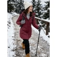 thumbnail image 4 of Wantdo Women's Recycled Winter Coat Waterproof Winter Jacket Faux Fur Hooded Puffer Coat Wine Red S, 4 of 10