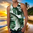 thumbnail image 2 of XIAONU Men Floral Print Tank Top Crew Neck Sleeveless Beach Shirt, 2 of 5