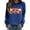 Blue, variant on Womens Merry Print O Neck Sweatshirt Round Neck Fit Pullover Tops Casual Long Sleeve Workout Shirts Loose Blouse Cow Print Pullover