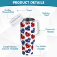 thumbnail image 4 of 40 oz Tumbler With Handle Stainless Steel Insulated Tumbler With Lid for Car Cup Holder Stripes Heart Pattern, 4 of 9