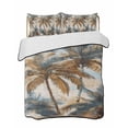 thumbnail image 2 of Navy Blue Brown Palm Tree Twin XL Size Down Alternative Comforter, Lightweight Comforter Quilt Bedding Set with Pillow Shams Tropical Leaves Vintage All Seasons Bed Comforter Duvet Insert 68"x98", 2 of 7
