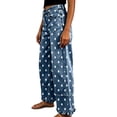 thumbnail image 7 of Wide Leg Jeans for Women High Waisted Ruffle Hem Jeans Lightweight Polka Dot Loose Casual Denim Pants Travel Vacation Outfits, 7 of 7