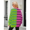 thumbnail image 6 of Womens Striped Pullover Sweater Crew Neck Long Sleeve Knitted Color Block Casual Loose Lightweight Sweaters for Women, 6 of 6