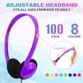thumbnail image 3 of Paquete de 100 auriculares a granel para niños en el aula escolar, venta al por mayor con cable ajustable en la oreja, juego de clase para estudiantes, niños, adolescentes, niños, niñas y adultos (HY1, 3 of 5