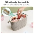 thumbnail image 3 of BAGSMART Double Layer Makeup Bag Wide-open Cosmetic Pouch Organizer Travel Toiletry Bag Essentials Accessories for Women Girls, Quilted Camel, 3 of 7