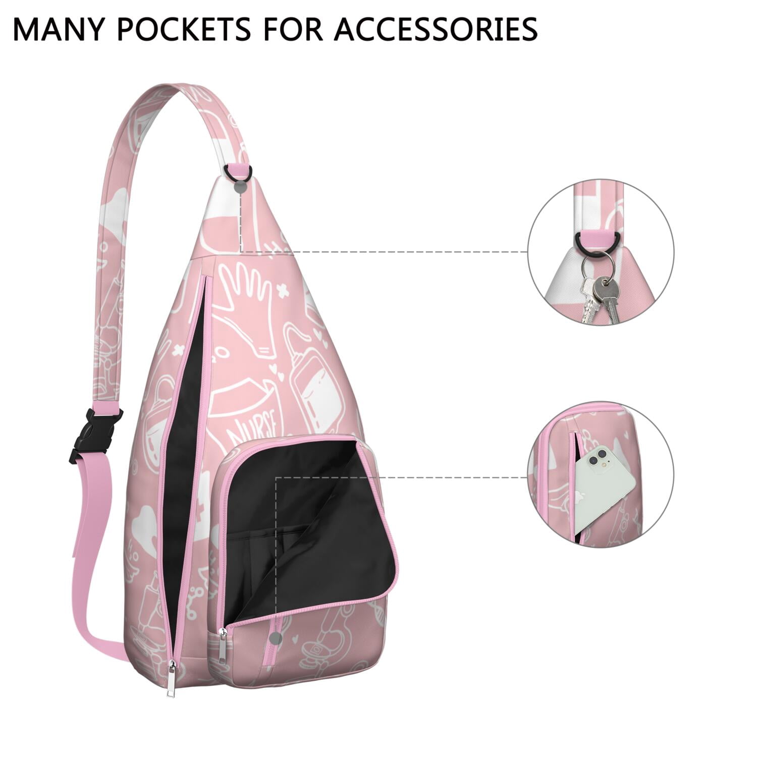 Funny Nurse Life Crossbody Sling Bag - Cute Nurse Aesthetic Waterproof Chest Pack, Lightweight Medical-Themed Shoulder Bag for Nursing Students & Healthcare Heroes (Saving Lives Every Day Design)