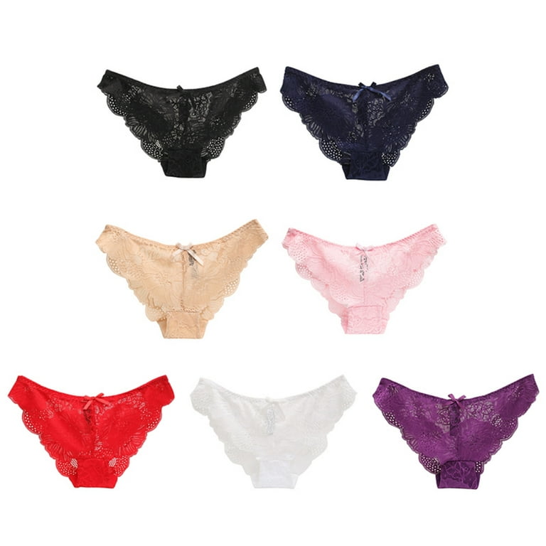 Spdoo 7 Pack Womens Underwear Invisible Seamless Bikini Lace Underwear Half  Back Coverage Panties