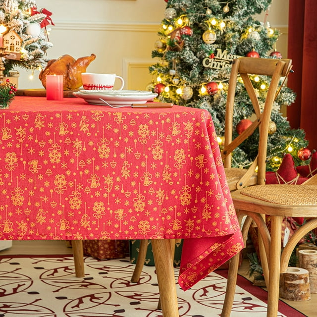 Nvzi Christmas Rectangle Tablecloths Table Cover for Dining, Parties, Xmas, Holiday, Winter-SIZE B:35*35inch ,Red