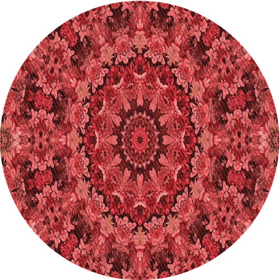 Ahgly Company Machine Washable Indoor Round Transitional Grapefruit Red Area Rugs, 7' Round