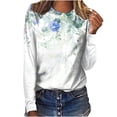 thumbnail image 3 of Pompotops T-Shirts à Col Rond Amples pour Femmes, Décontractés, à Imprimé, Blouse à Manches Longues, Liquidation, 3 of 4