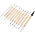 thumbnail image 5 of Juego de herramientas para esculpir cera y arcilla con espátula de acero inoxidable, 11 Uds., mango de madera, herramientas Stylus, Kit de pintura de roca para escultura de cerámica XianweiShao 9024715977342, 5 of 5