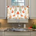 thumbnail image 2 of Yayeee Kitchen Curtains Tier Pair Light Filtering 27"x24" Rod Pocket Short Cafe Window Panel, Beige Autumn Leaves, 2 of 7