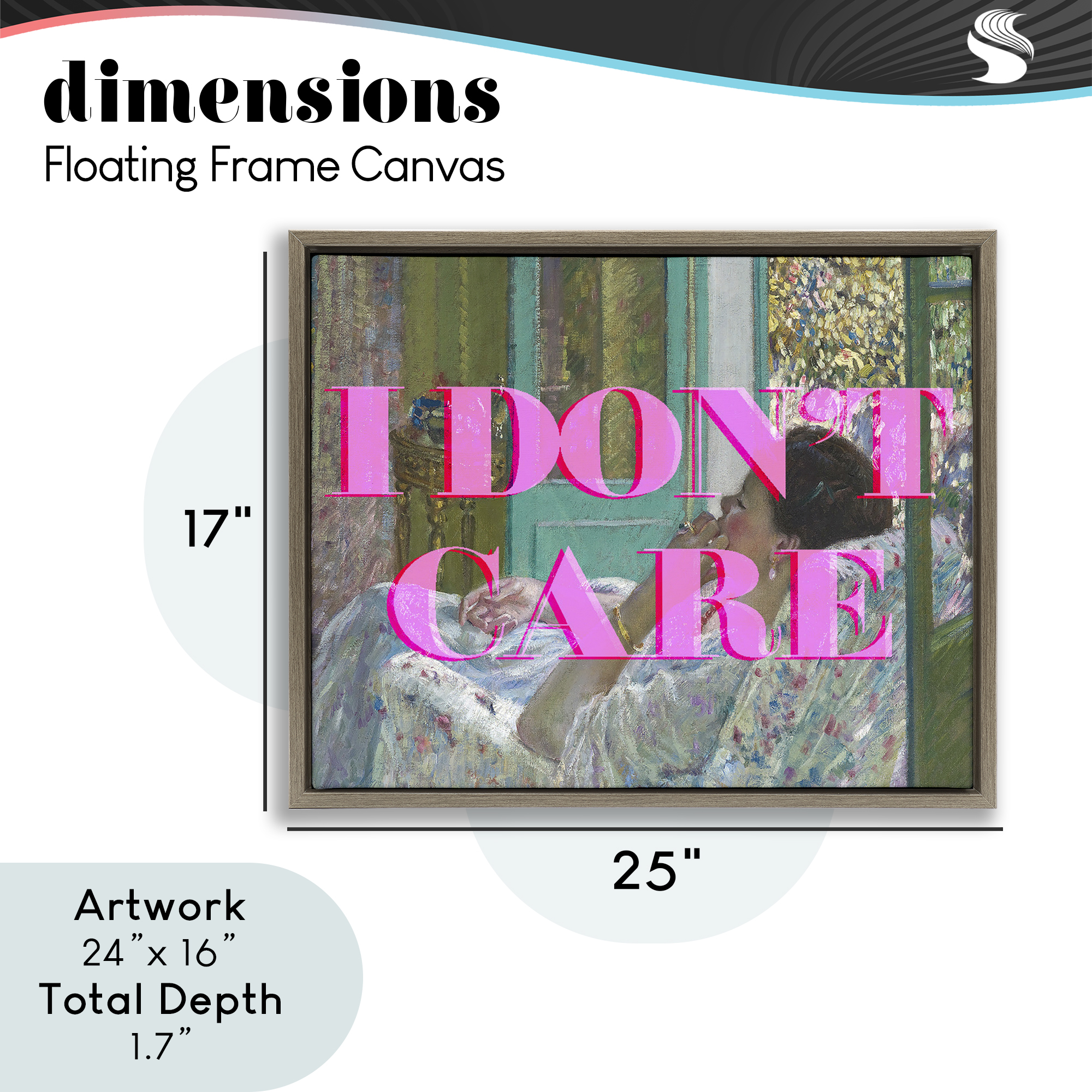 I Don't Care over Classic Painting Brown Framed Floater Canvas Wall Art, design by Lil' Rue