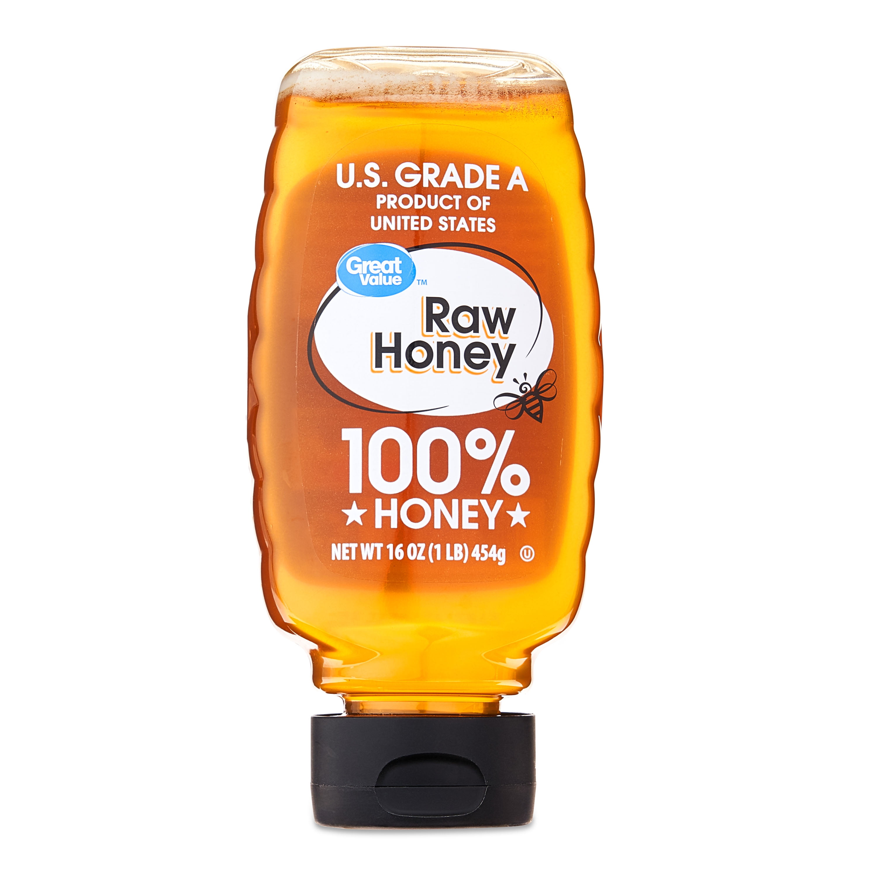 Great Value Raw Honey, 16 oz Inverted Plastic Bottle