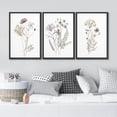 thumbnail image 3 of IDEA4WALL Framed Canvas Print Wall Art Set of 3 Wildflowers Bouquet Nature Wilderness Watercolor Floral Modern Art Boho Abstract Decorative Rustic Chic Artwork for Home Decor - Black 16"x24"x3, 3 of 5