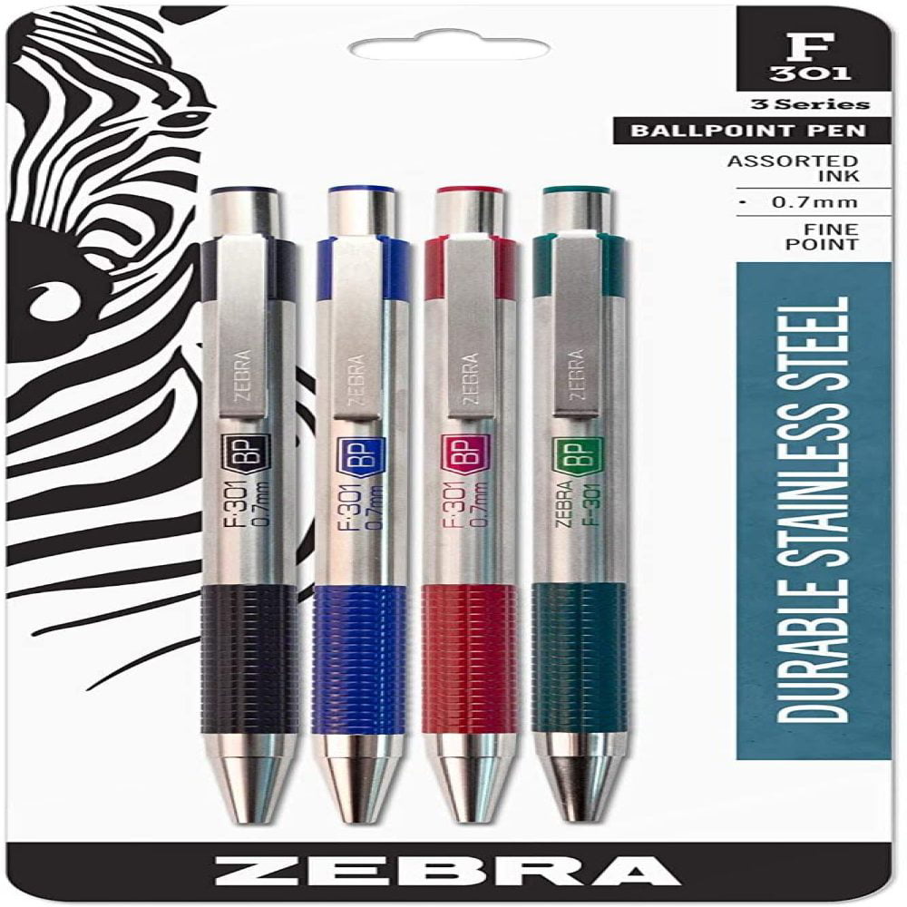 Green Color Zebra F-301 Ballpoint Stainless Steel Retractable Pen 0.7mm Fine 