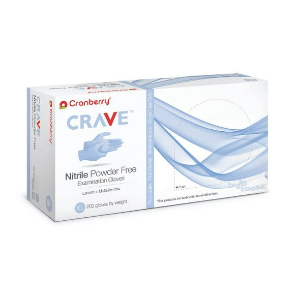 Cranberry 3559 Crave Nitrile Examination Gloves Powder Free Extra Large 200/Bx