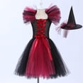 thumbnail image 2 of HNMKIU Halloween for Girls Toddler Kids Baby Girls Magnificent Witch Halloween Black Gown With Hat Fancy Tutu Dress Up Cosplay Party Dresses H - 8, 2 of 6