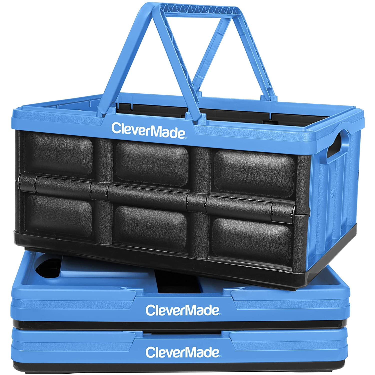 CleverMade CleverCrate 32L Collapsible Shopping Basket, Neptune Blue (3