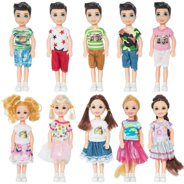 ONEST 10 juegos de minimuñecas de 5 pulgadas con ropa para muñecas, trajes de fiesta, accesorios para muñecas para niños