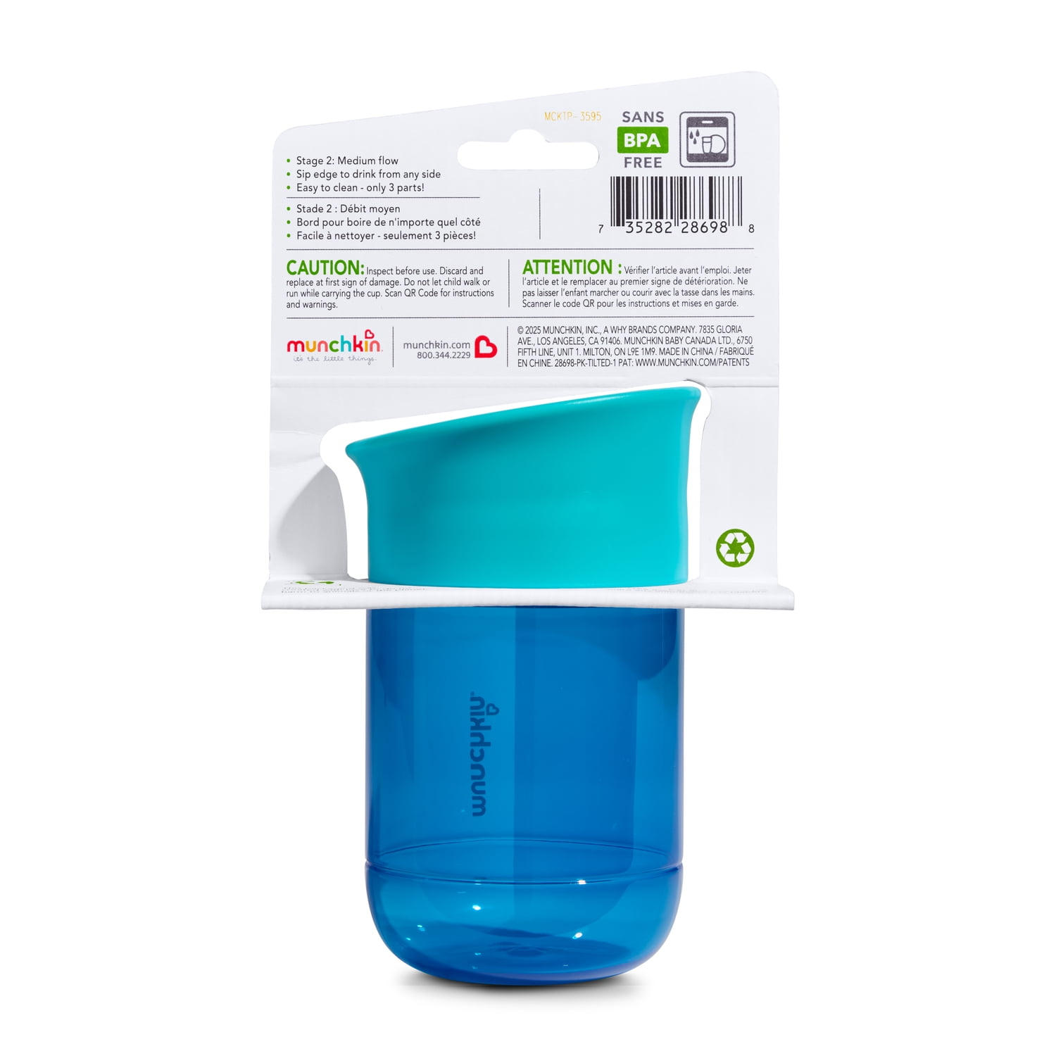 Munchkin Miracle 360 Toddler Sippy Cup, Medium-Flow, Spill-Proof Valve, 10 oz, Dark Blue, Unisex