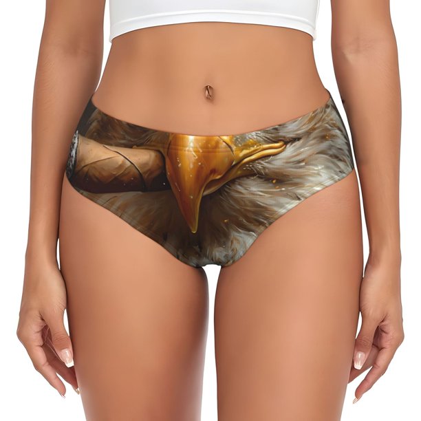 Fotbe Funny Bald Eagle Calzones Estampados para Mujer – Ropa Interior de Algodón, Cómoda, Suave y Elástica-XX-Large
