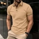 thumbnail image 3 of Camisas de Manga Corta de los Hombres de Color Sólido Turndown Collar Botón Blusa, Ligero Casual de Manga Corta Blusa, 3 of 4