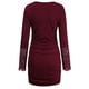 thumbnail image 4 of Vestido De Manga Larga De Encaje Con Cuello Redondo, Lavar A Máquina Micro Elástico Mujer Encaje Vestido De Manga Larga Botón Decoración Para El Ocio Para Ir De Compras ANGGREK Vino Tinto XL, 4 of 8