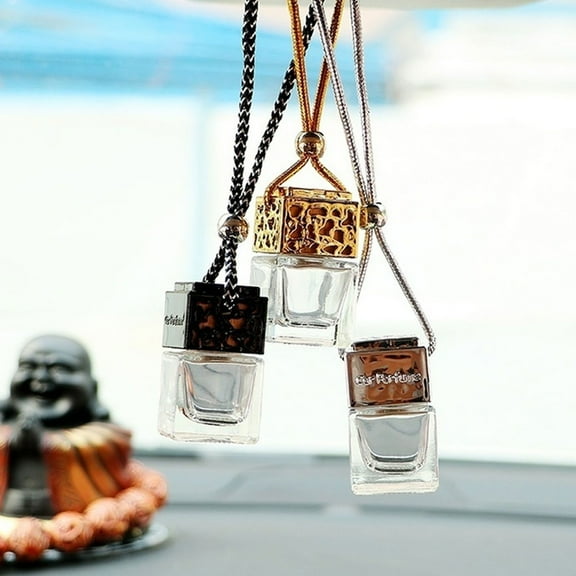 SPRING PARK Refillable Glass Car Hanging Air Freshener Perfume Pendant Empty Bottle for Vehicle