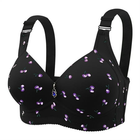 miqiqism Push Up Bra for Women Comfortable Soft Breathable Everyday Underwear Sexy Fashion Wirefree Bralettes Adjustable Straps Bras Black 36