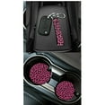 thumbnail image 4 of Jeiento Leopard Print 15 Piece Car Seat Covers Full Set with Auto Steering Wheel Cover Seat Belt Strap Protector Pink Cup Holder Trash Bag Air Vent Storage Pocket Rearview Protector Keychain, 4 of 7