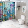 thumbnail image 7 of Orinice  Colorful Ocean Seaworld Shower Curtain for Bathroom Set, Underwater Marine Life Jellyfish Turtle Octopus Coral Bathtub Curtains Decor, Waterproof Polyester Durable with 12 Hooks,  60x72, 7 of 7