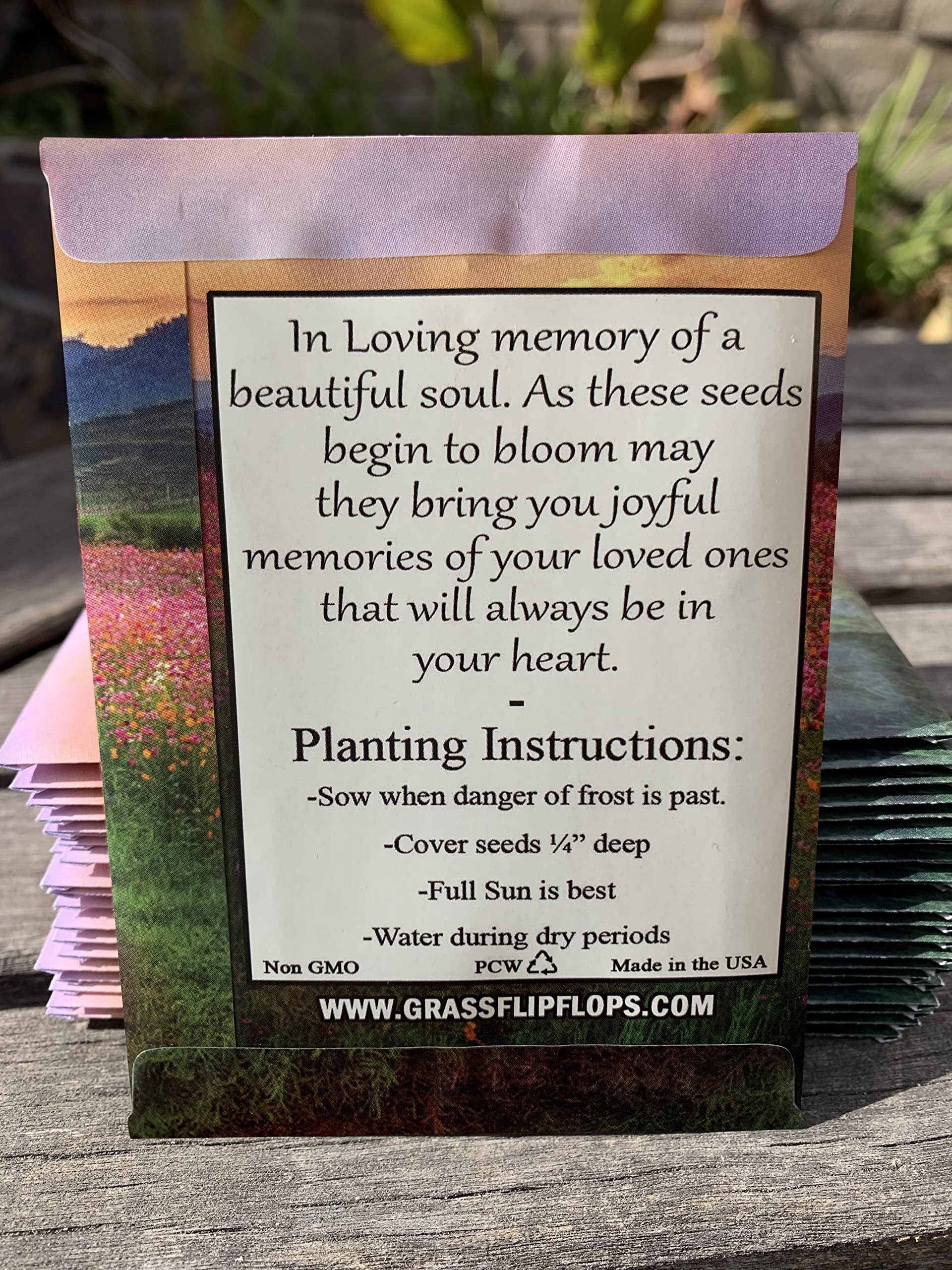 Pack of 20 Pre-Filled Seed Mix Packet Wildflowers Plant for Funerals, Memorial Services "in Loving Memory Flower Path" Also Serves Thank You Celebration of Life Favors Plant Seeds Year-Round