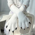 thumbnail image 7 of Byfri White Black Furry Animal Paw Gloves 40x15cm Warm Plush Mittens for Winter Festive Events, 7 of 7