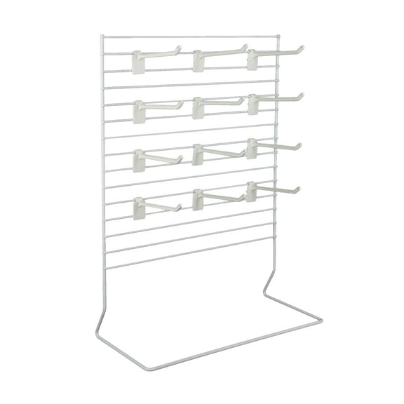 SSWBasics 12-Peg White Wire Countertop Rack - 12"W x 15"H - Display Racks for Vendors