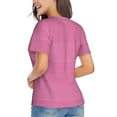 thumbnail image 3 of Zufioo Gingham Print Women's Classic V-neck T-shirt, V-neck Short-sleeved Tops Home Wear, Suitable for Daily Life, Work, Outdoors-XX-Large, 3 of 5