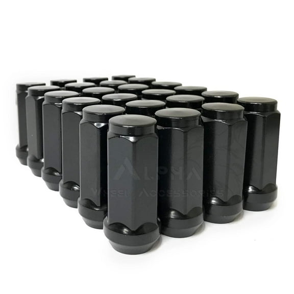 20Pc Black Bulge XL Acorn Lug Nuts 1/2-20 Tapered Conical Seat 2" Tall