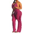 thumbnail image 3 of Liacowi 2PCS Women Sexy Crochet Bikini Cover Up Knit Tassel Halter Crop Top+Hollow Out Pants Sets Summer Beachwear, 3 of 6