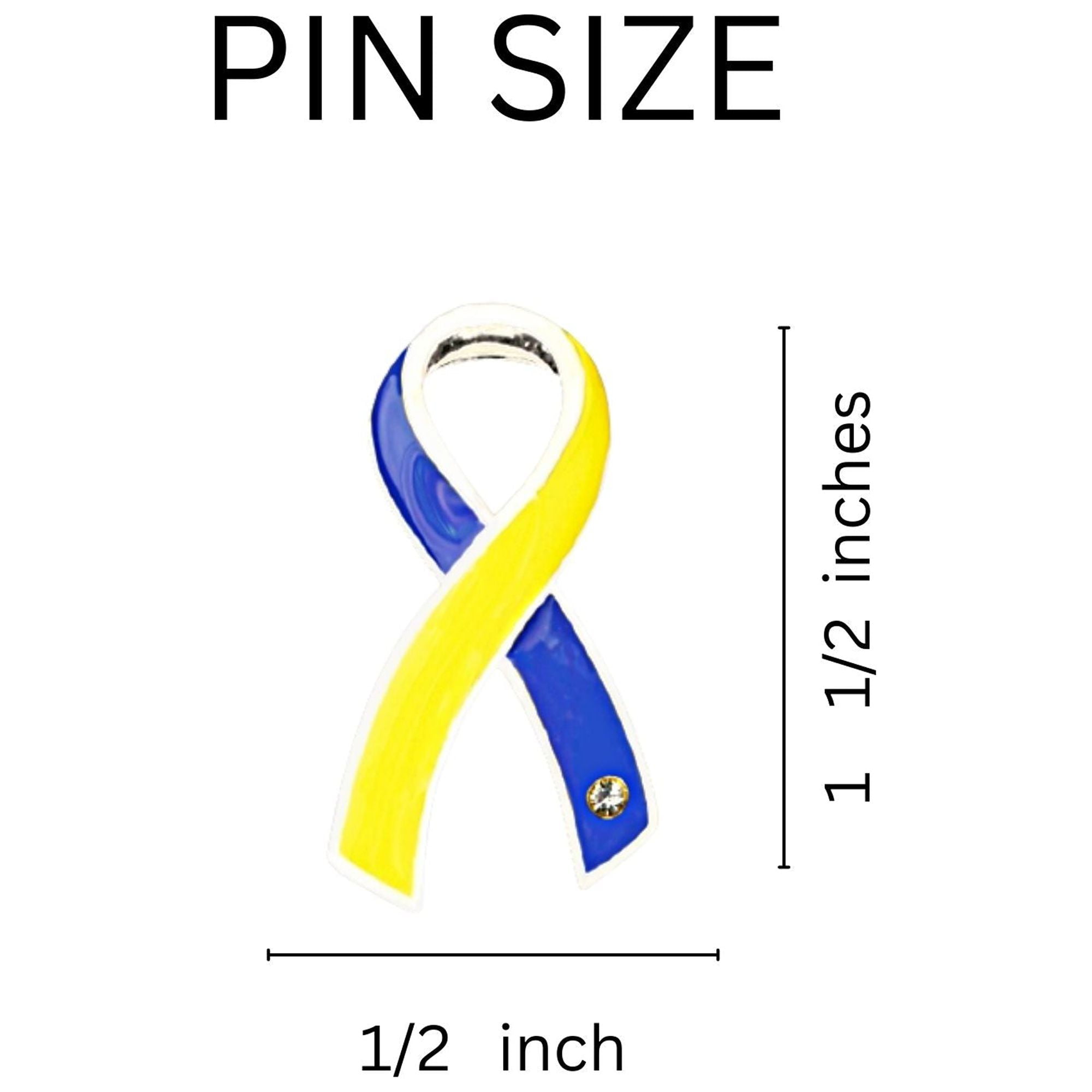 Large Blue & Yellow Ribbon Pins