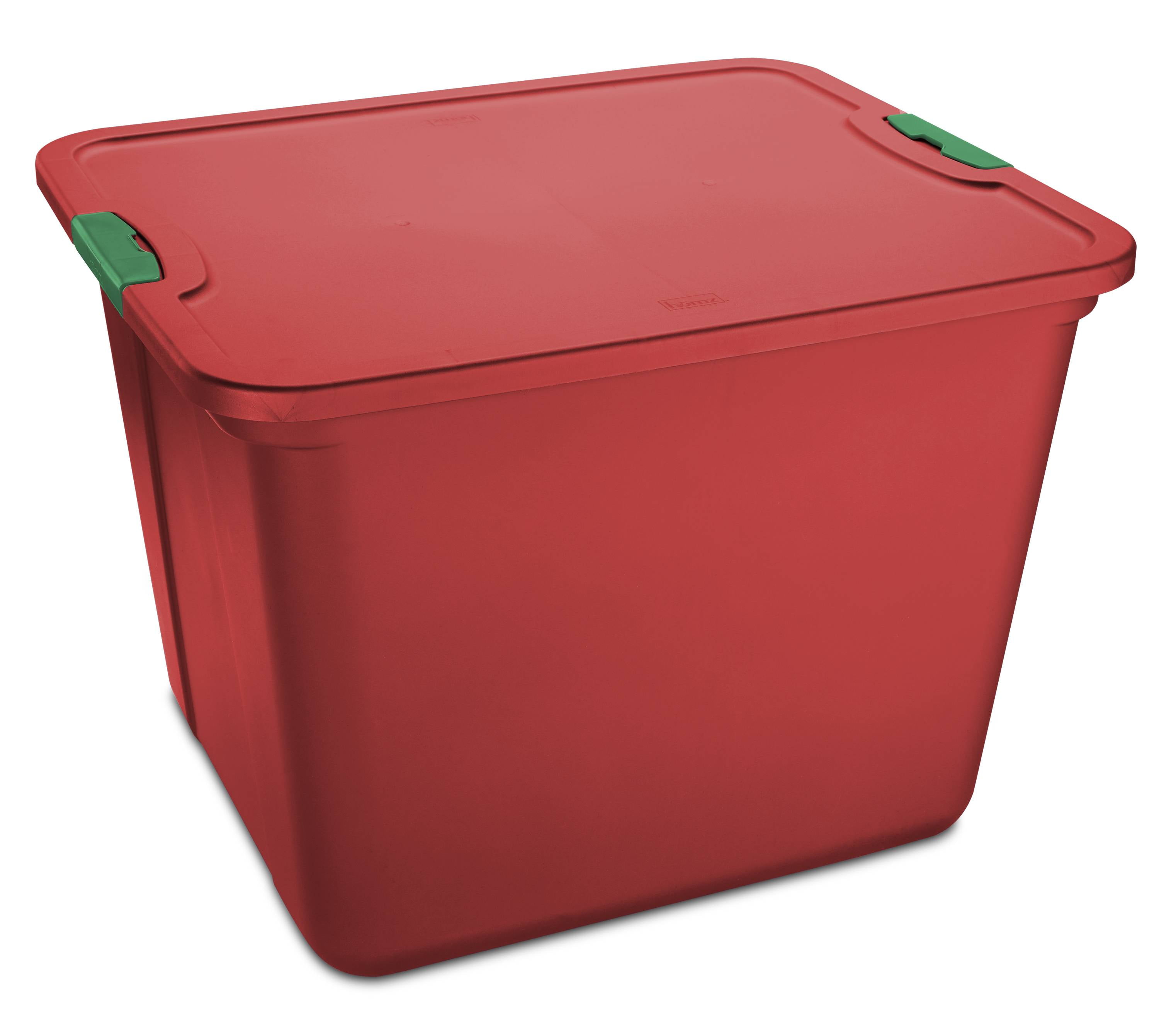 6 x Bright Red 50ltr Heavy Duty Plastic Storage Tote Boxes 55 x 38 x 32cm 