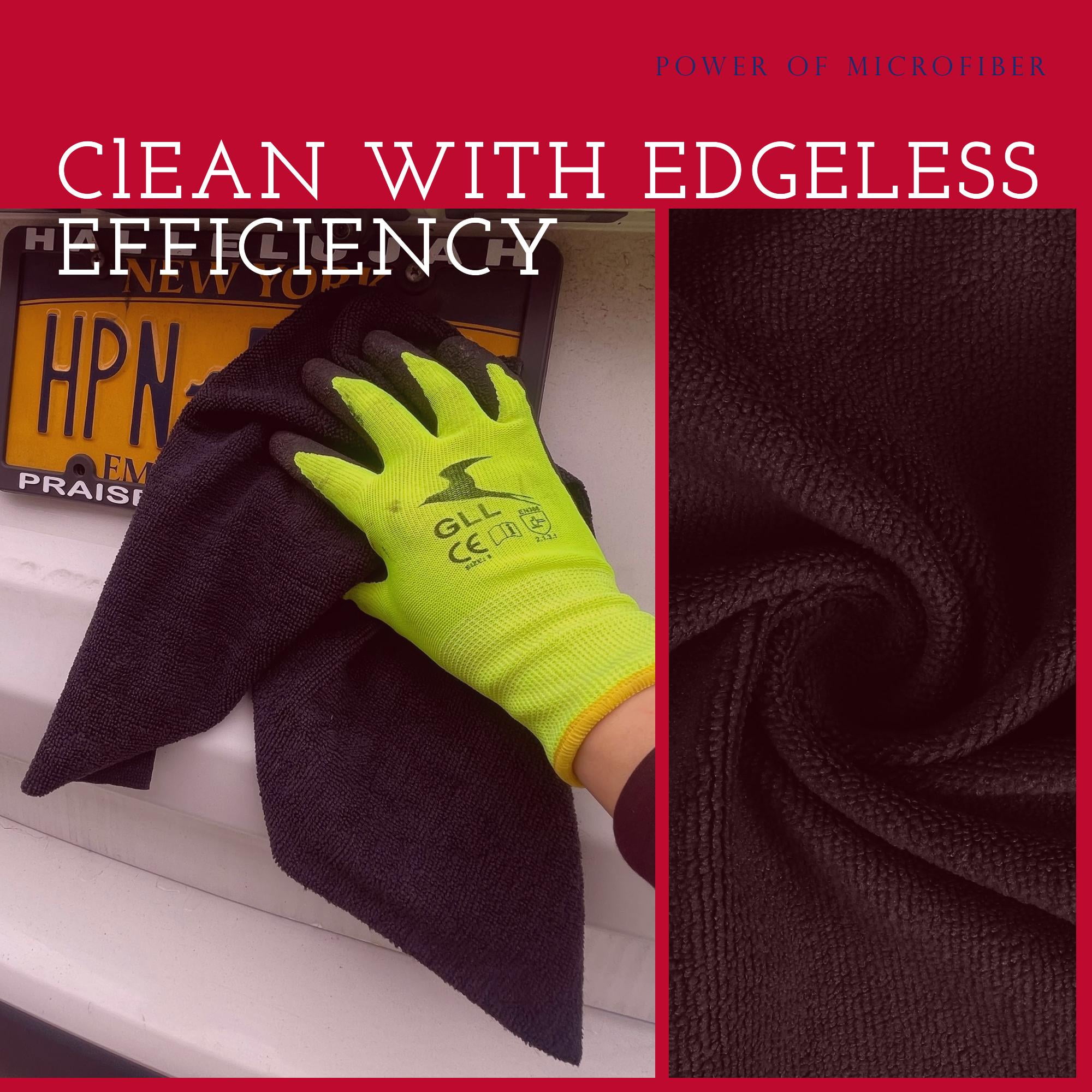 Edgeless Microfiber Towels All Purpose Cleaning Cloths, Pack of 50, Size 16"x16", for Professional Polishing Wax Removal Car Auto Detailing Drying