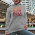thumbnail image 2 of Camp Friend Are the Best Friends, Camper or Camping Themed Quote, Groovy Retro Wavy Text Merch Gift, Heather Grey Hooded Sweatshirt or Hoodie, Large, 2 of 5