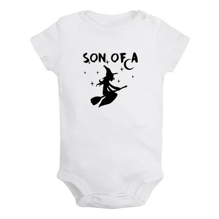 

iDzn Son of a Witch Halloween Funny Rompers For Babies Newborn Baby Unisex Bodysuits Infant Jumpsuits Toddler 0-12 Months Kids One-Piece Oufits (White 6-12 Months)