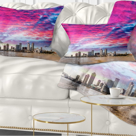 Designart 12" x 20" Multi-color Polyester Throw Pillow