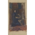 thumbnail image 3 of Susanne Renate Granitsch 15x24 Black Modern Framed Museum Art Print Titled - Oil Sketch of a Woman Sitting in an Interior in a Long Robe, in Front of Her a Sitting Page with Open Book (Appro, 3 of 5