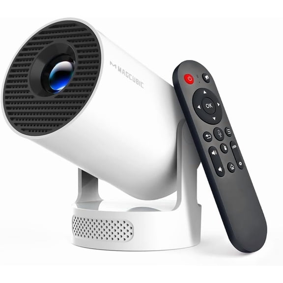 Mini Projector with WiFi 6 and Bluetooth 5.4, Portable Projector 4K Support, 5W Soundbase Speaker, Auto Vertical Keystone 180°Rotatable Smart Proyector for Movie Home Outdoor
